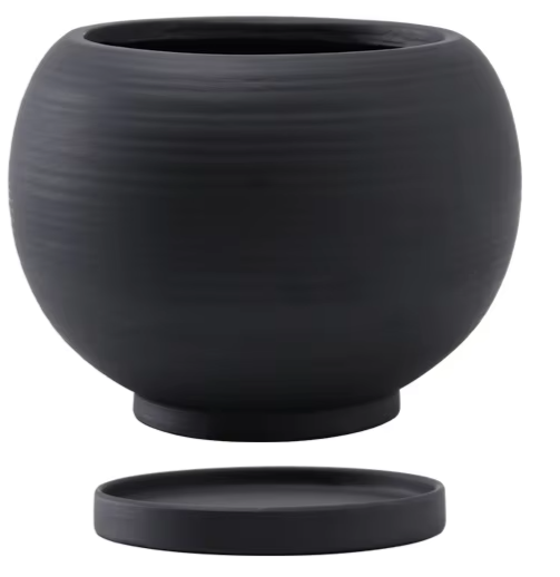 Sfera Nera Rotonda con Finitura Spazzolata