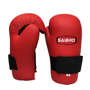 Saibro Red Training Gloves With <b>Velcro</b> Wrist <b>Strap</b> For Boxing And Martial Arts Unisex Size S - Product Image 6