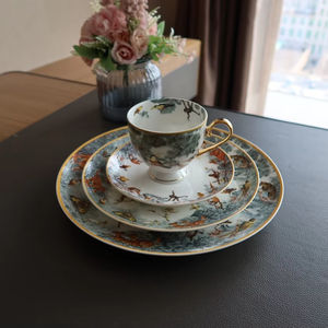 Juego de Vajilla de Porcelana Ecológica de 4 Piezas con Diseño Nórdico de Animales de la Selva, para Decoración del Hogar, Superventas - Product Image 1