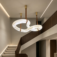 Lustre en tube de marbre courbé, luminaire suspendu décoratif en marbre pour salle à manger, balcon, couloir, escalier