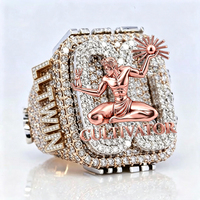 Bague de championnat hip-hop personnalisée, entièrement pavée de zircone, or rose, lourde, pour homme, bijoux de rappeur, nom et logo personnalisés