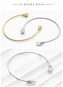 Collar de Acero Inoxidable OEM para Mujer, Gargantilla de Perlas Chapada en Oro de Moda con Patrón de Corazón, Joyería Contratada - Product Image 6