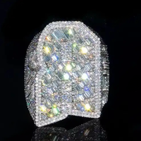 Bijoux de mode, bague personnalisée en moissanite VVS, bague à initiale hip-hop, argent 925, or 10k 14k, bijoux pour hommes