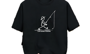 Camiseta Gráfica de Dibujo de Hombre de Palitos 'Voy a Pescar', Divertida, con Humor de Pescador y Aficionado a la Pesca, de Algodón Oversize de Manga Corta, Estilo Urbano y Casual - Product Image 5