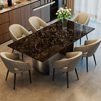 Chaise de salle à manger moderne en cuir PU, dossier ergonomique avec structure en acier inoxydable, design stable pour la maison, l'hôtel, le bar, le salon de beauté