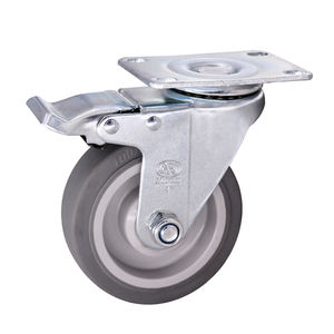 TPR Industrielle Universal-Rundrad-Lenkrollen Geradeaus Gerade Verriegelung Schwerlast-Laufrollen 125 mm (4er-Set) Rollen - Product Image 1