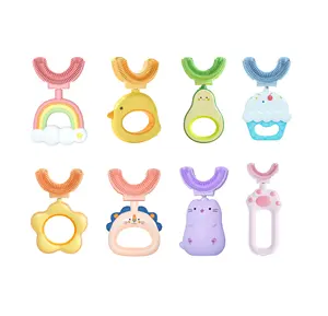 Baby use silicone U-shape cute children toothbrush