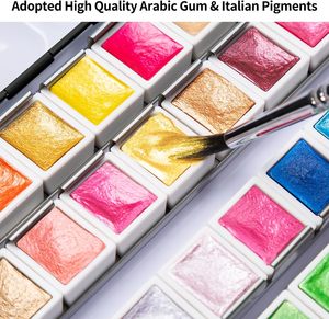 Secolorart-Pintura de acuarela con purpurina, 36 colores metálicos, pintura de acuarela en media sartén - Product Image 4