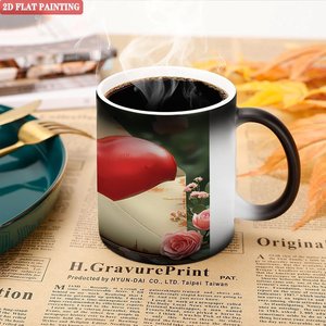 Retro Matte Frosted Black Tea Mug 11oz <b>Ceramic</b> Heat Sensitive Daily Home Drinking <b>Cup</b> - Product Image 5