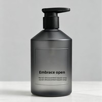 Flacon de gel douche noir opaque 300 ml, emballage haut de gamme moulé en PET, pour savon pour les mains, lotion corporelle, shampoing, gel douche.
