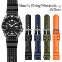 Bracelets de montre en caoutchouc TPU de haute qualité, motif diamant, 20 mm 22 mm, bracelet de montre de plongée classique pour montre Seiko 007