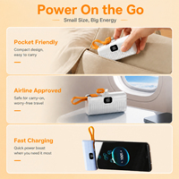Mini batterie externe 5000 mAh avec câble intégré, charge rapide, chargeur portable avec écran LED, Type-C et double sortie, logo personnalisé OEM