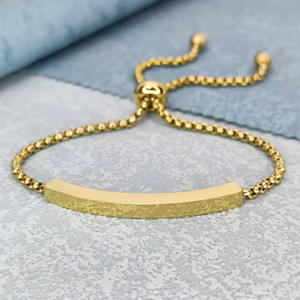 جودة عالية الفولاذ المقاوم للصدأ مجوهرات مطلية بالذهب فارغة النقش بالليزر شريط ثني سوار الاتجاه بسيط للهدايا - Product Image 6