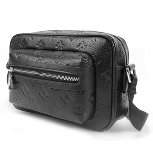 Men PU Leather Crossbody <b>Bag</b> Embossed Messenger <b>Bag</b> <b>Small</b> Shoulder <b>Bag</b> With Front Zipper Pocket For Daily Carry - Product Image 2