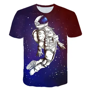 Usine directe astronaute impression hommes T-Shirt personnaliser séchage rapide respirant à manches courtes en gros col rond été hauts t-shirt