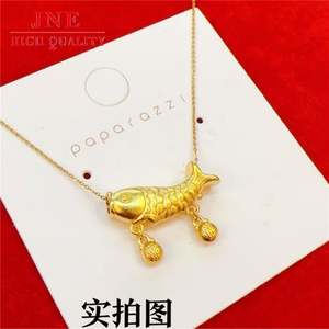 Or alluvial comme droit comme pluie carpe coude pendentif femme niche tour de cou bonne chance continu Koi petit <span class=keywords><strong>poisson</strong></span> <span class=keywords><strong>rouge</strong></span> collier approvisionnement - Product Image 4