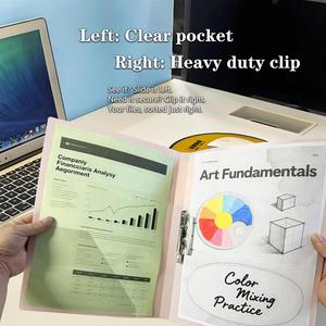 Morandi <b>A4</b> Waterproof Double Strength Clip PP Material <b>Folder</b> for Students' Loose-leaf Tests Office Data Receipt Plating - Product Image 2