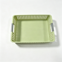Panier de rangement rectangulaire en plastique à 3 tailles imbriquées avec poignées, bac de drainage pour jouets d'enfants, collations et articles ménagers divers