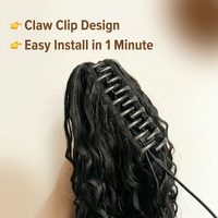 Queue de cheval bouclée à pince, cheveux synthétiques, 24 pouces, extension de queue de cheval bouclée crépue, fibre haute température, durable, réutilisable, sans nœuds