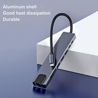 Docking Station Type-C 8-in-1 dengan Kartu Jaringan untuk Ethernet, Hub USB Multifungsi untuk Laptop