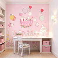 Papier Peint Mural Dessin Animé Lapin Rose, Papier Peint Mural pour Chambre de Fille, Crèche, Coin Lecture, Espace Bureau d'Étude, Zone de Jeu