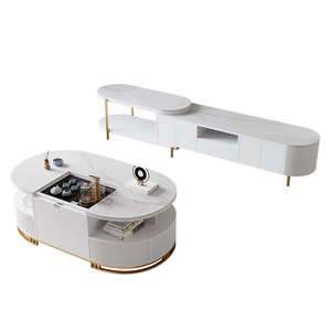 Modern Marble <b>Coffee</b> <b>Table</b> With Tea Set Storage And Tv Cabinet For Small Living Room - Product Image 5