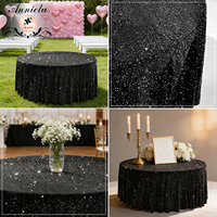 Nappe ronde en sequins noirs de haute qualité ANNIELU, nappe scintillante pour mariage, banquet, hôtel, fête d'anniversaire, décoration