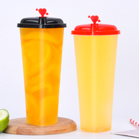 Gobelet en plastique jetable sans BPA, 700ml, en forme de cœur, impression personnalisée, jus, bière, gobelets à boissons
