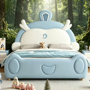 Juego de Cama Infantil Azul Popular, Cama Infantil con Diseño de Princesa de Dibujos Animados, Cama para Niños y Niñas con Tobogán, Muebles para Dormitorio - Product Image 6