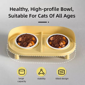 Nouvelles gamelles doubles anti-renversement modernes pour animaux de compagnie, surélevées, anti-fuite, écologiques, pour petits animaux (chats et chiens), avec abreuvoir inclus - Product Image 5