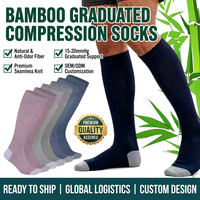 Chaussettes de compression respirantes anti-odeur en bambou naturel à soutien gradué, hauteur genou, pour jeunes, voyage, course à pied et usage quotidien