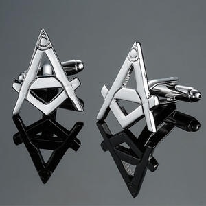 Boutons de manchette de qualité supérieure YIWU pour hommes, boutons de manchette en cuivre avec <span class=keywords><strong>drapeau</strong></span> maçonnique, boutons de manchette français pour hommes - Product Image 3