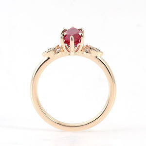 <span class=keywords><strong>Marquise</strong></span> Cắt <span class=keywords><strong>Ruby</strong></span> Cụm Lá Nhẫn Đồ Trang Sức Mỹ 14K Rắn Vàng Với D Màu Kim Cương Moissanite Vòng Phụ Nữ - Product Image 3