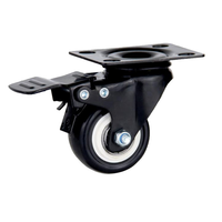 Roulettes de meubles légères de 1,5 po, roues en PVC avec frein, roulettes pivotantes silencieuses avec plaque de verrouillage pour chariot et armoire