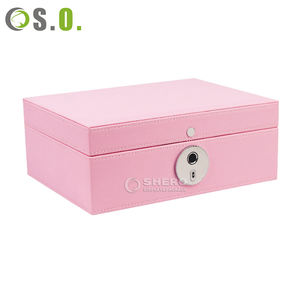 Boîte de rangement pour bijoux de voyage de haute qualité, grande capacité, en cuir, avec organisateur pour boucles d'oreilles et déverrouillage par empreinte digitale - Product Image 1