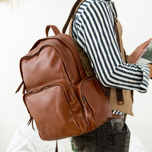 Custom Travel Back Pack <b>Large</b> Capacity Travel Pu Black Leather <b>Backpack</b> Bag Bookbags Men Women <b>Backpack</b> - Product Image 2