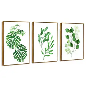 Bitki tropikal yaprak duvar tablosu çerçeveli tuval duvar sanatı boyama baskı basit özelleştirilmiş özel Logo fotoğraf ekran 100 adet
