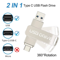 Unidad Flash USB Móvil 2 en 1 de Gran Capacidad, 16GB 32GB 64GB 128GB, USB 2.0 OTG Tipo C, Garantía de 3 Años