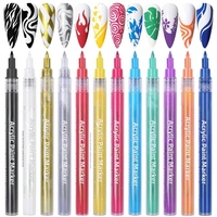 Stylo de peinture acrylique pour nail art, 24 couleurs, populaire, pour graffiti DIY, séchage rapide, pour points et contours