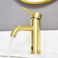 Robinet de salle de bain sans contact avec capteur automatique Robinet de vanité en laiton avec contrôle de la température