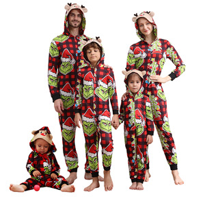Luxe Vintage noël <span class=keywords><strong>Grinch</strong></span> imprimer femmes à capuche Onesie pyjamas confortable hiver vacances combinaison taille élastique pour l'automne - Product Image 1