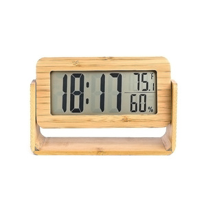 Thời trang kỹ thuật số Đồng hồ báo thức với nhiệt độ và độ ẩm LCD hiển thị bằng gỗ kỹ thuật số bàn bảng đồng hồ reloj - Product Image 1