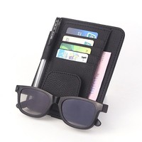 Clip universel pour lunettes de soleil en cuir texturé, support de lunettes pour pare-soleil, clip de rangement pour billets et cartes, accessoires intérieurs de voiture