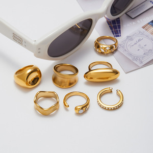 Bagues de mode à forme géométrique avec incrustation de pierres naturelles et sertissage pavé, bijoux unisexe, cadeau - Product Image 3