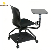 Chaise de dessin ergonomique moderne et durable en plastique avec tablette d'écriture pliable pour mobilier de salle de classe scolaire