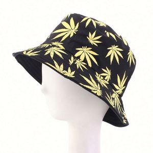 Wholesale Double Layer Bucket Hat Summer Hate Women Beach Colorful <b>Leaf</b> Bucket Cap for Sun Cap - Product Image 5