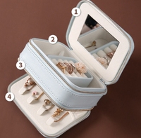 Doppelreißverschluss Umweltfreundliche Leder-Schmuckaufbewahrungsbox für Ringe und Halsketten - Tragbares Rechteckiges Design für Neujahrs- und Ostergeschenke