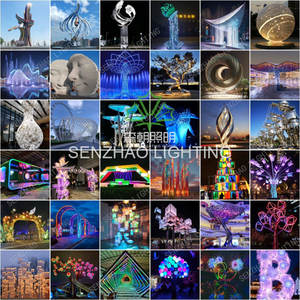 Senzhao étanche IP65 Led paysage décoration rue illuminée abstraite géométrique polyèdre Sculpture Motif lumière - Product Image 4