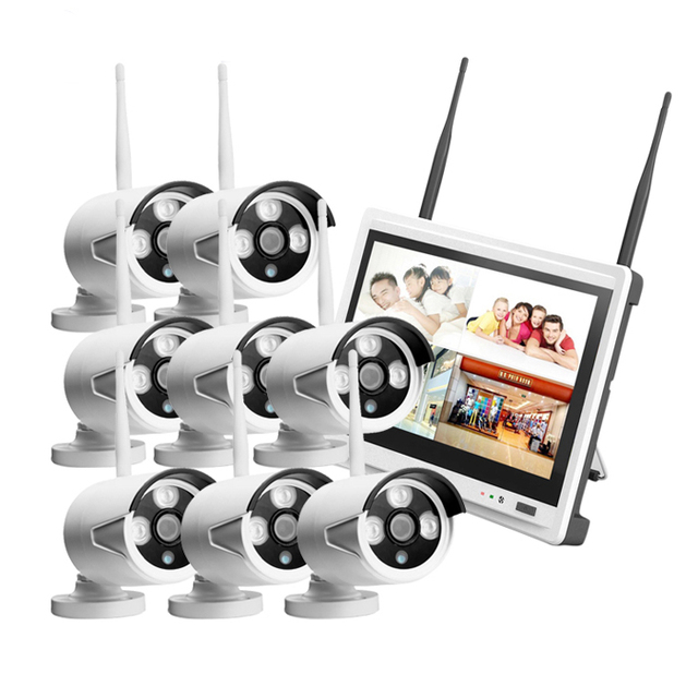 Full Set 8ch Wireless Outdoor Ip Cctv Camera Security System Kit with Monitor