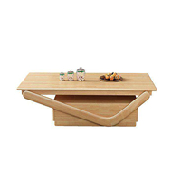 Table basse en bois massif de noyer avec pieds en V courbés, meuble de rangement, style moderne minimaliste, table de salon, table à thé durable